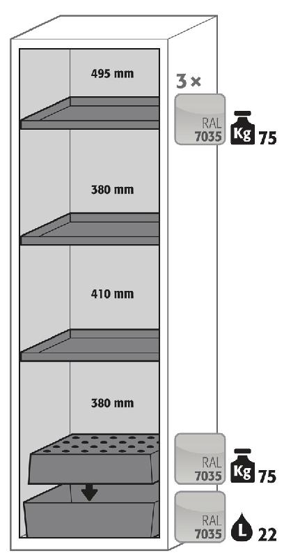 ARMOIRE SÉCURITÉ S-CLASSIC-90 S90.196.060.WDASR GRIS CLAIR - MANUTAN COLLECTIVITÉS