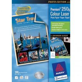 AVERY PAQUET DE 100 FEUILLES PAPIER PHOTO PREMIUM BRILLANT A4 250GR POUR LASER COULEUR