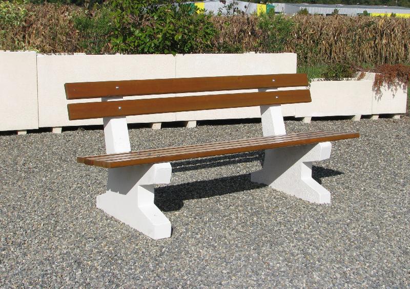 Banc public en béton armé et bois Tremble - 2000mm de long - traitement hydrofuge et antigraffiti_0
