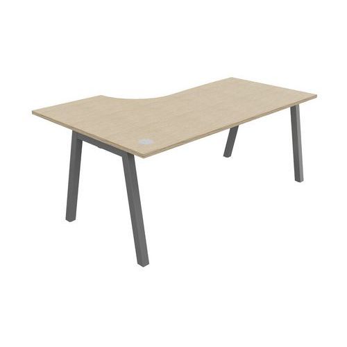 BUREAU COMPACT PARTAGE RETOUR DROIT 180 CM CHÊNE / ALU - BURONOMIC