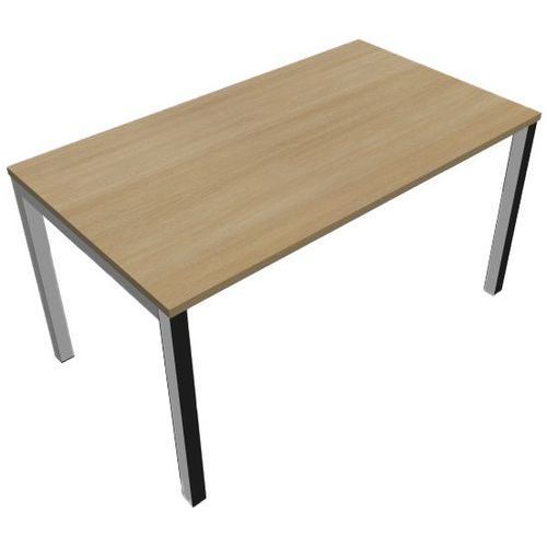 BUREAU PIED CARRÉ L160XP80 CM ÉP.25MM CHÊNE CLAIR/BLANC - EOL