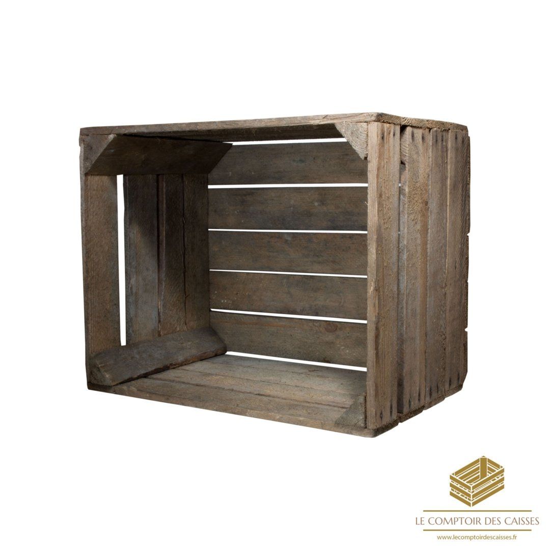 Caisse en bois à pommes industrielle ancienne - l50 x l40 x h30 cm / 7 kg_0