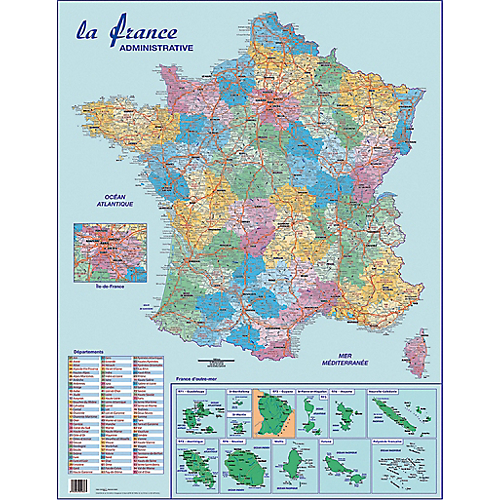 CARTE ROUTIÈRE MURALE PLASTIFIÉE