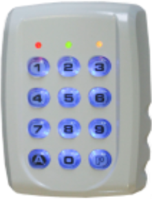 Clavier saillie / IP 65 / 60 codes programmables / 12 touches rétro éclairées / 3 leds - Dimensions : 85 x 109 x 39 mm / 2 sorties : 1 relais 1 A + 1 relais 5 A / Buzzer - Prévoir : alimentation 12 ou 24 Vca/Vcc, 20 mA repos, 200 mA maximum_0