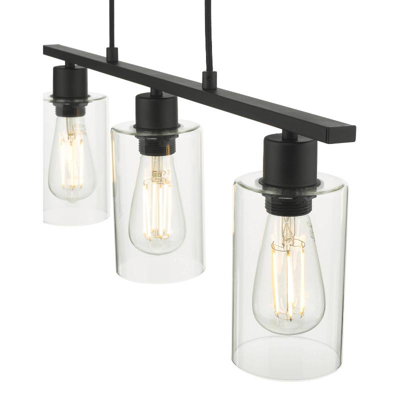 DÄR LIGHTING SUSPENSION MIU EN NOIR AVEC 3 ABAT-JOUR TRANSPARENTS