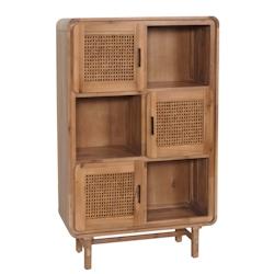 Décoshop26 - Buffet six compartiments de rangement et trois portes rotin bois massif d'acacia teinté 141x90x35 cm  04_0005979 - 3000261583097_0