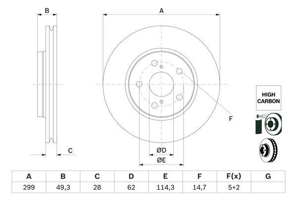Disque de frein BOSCH 0986479F49 - ventilé - côté avant - boîte de 1 disque_0