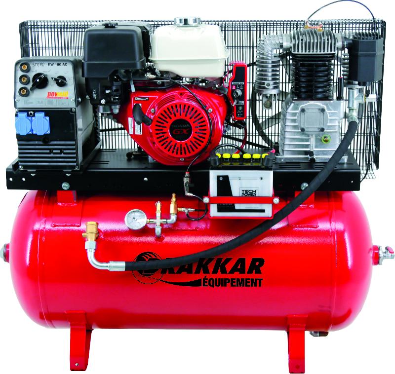 DRAKKAR EQUIPEMENT - Compresseur thermique à essence - 12 CV - Cuve 230L - 38m³/h - Pression max 12 bar - Dimensions 1300x580x1140mm_0
