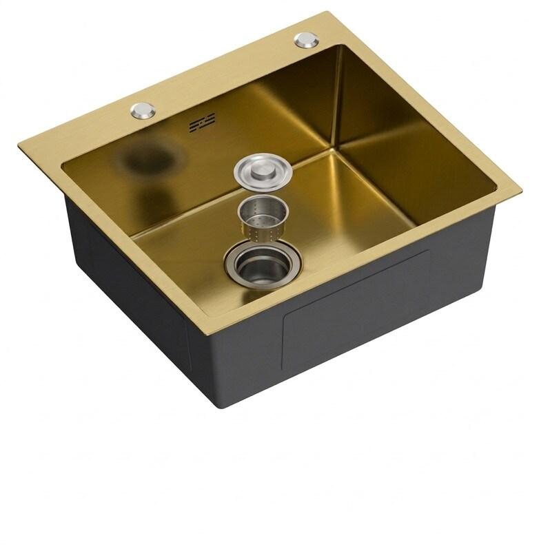 Évier sous plan en acier inoxydable AISI 304, 195 x 540 x 490 mm | Gasfrit - doré APK_GFYL15_0