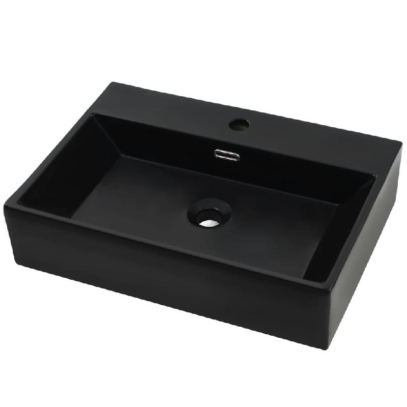 Helloshop26 - Vasque avec trou de robinet en céramique 60,5 cm noir 02_0002546 - 3000100431534_0