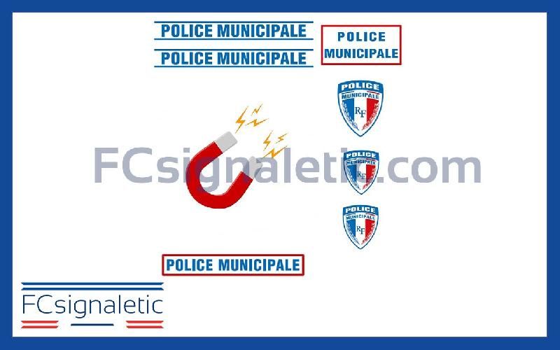 Kit sérigraphie balisage Police municipale magnétique pour véhicule léger et petits utilitaires_0