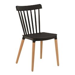 Kosmi Chaise style scandinave à barreaux modèle POP - Coque en résine noire et pieds en bois naturel - noir 3760301690665_0
