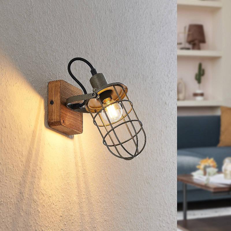 LINDBY SERIMA PLAFONNIER BOIS, CAGE, 1 LAMPE