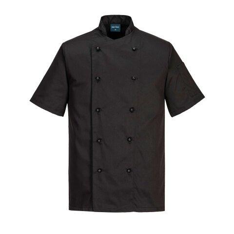 LOT DE 2 - PORTWEST C734 VESTE CUISINE KENT MANCHES COURTES NOIR - TAILLE M