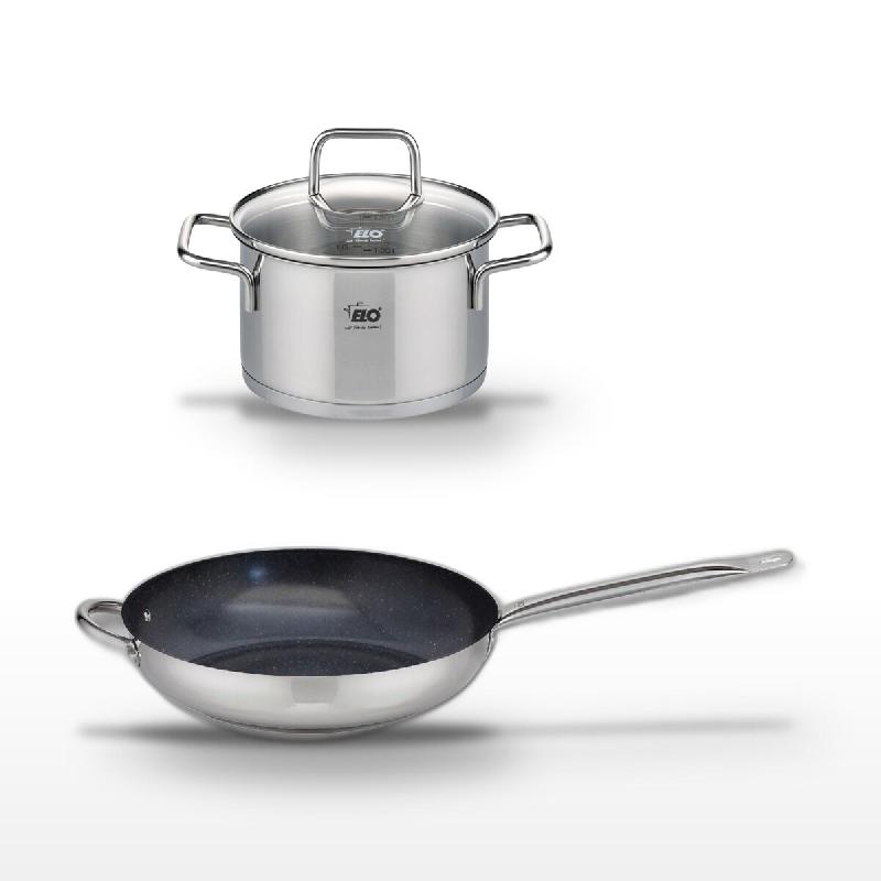 Lot Poêle céramique 32cm et Faitout en inox 12cm Elo Profi Therm Platinum - gris inox 3176239952018_0