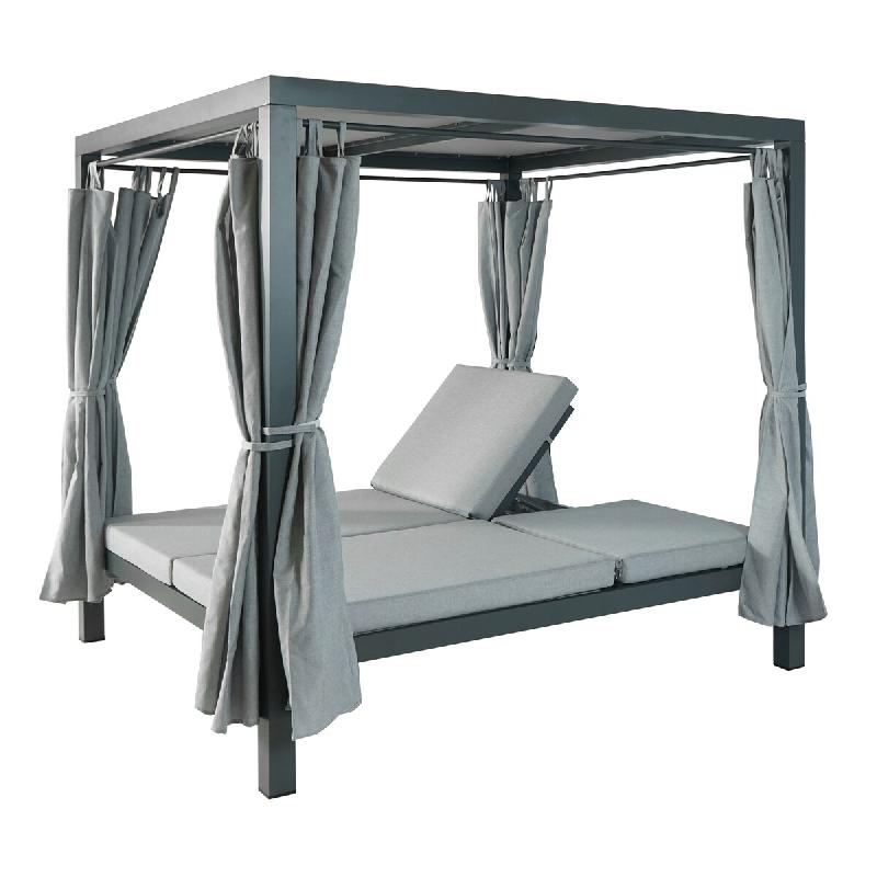 Mendler Lounge-Gartenliege HWC-J66, XL Bain de soleil Bali Bain de soleil double Outdoor-Bett Daybed, 10cm-Polster Olefin ~ gris - gris métal 82339_0