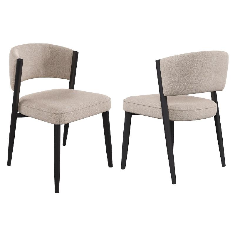 Merax Lot de 2 chaises de salle à manger , 60 x 49 x 80 cm, pieds en métal noir, housse en chenille taupe et rembourrage mousse 25D - multicolore mu_0