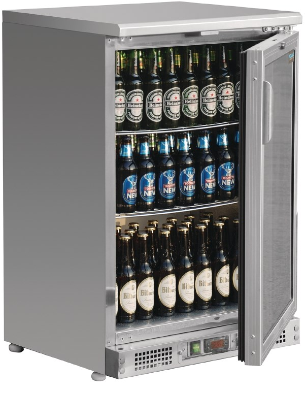 Mini armoire à boissons inox - vitrée - 140L - éclairage LED - double vitrage_0