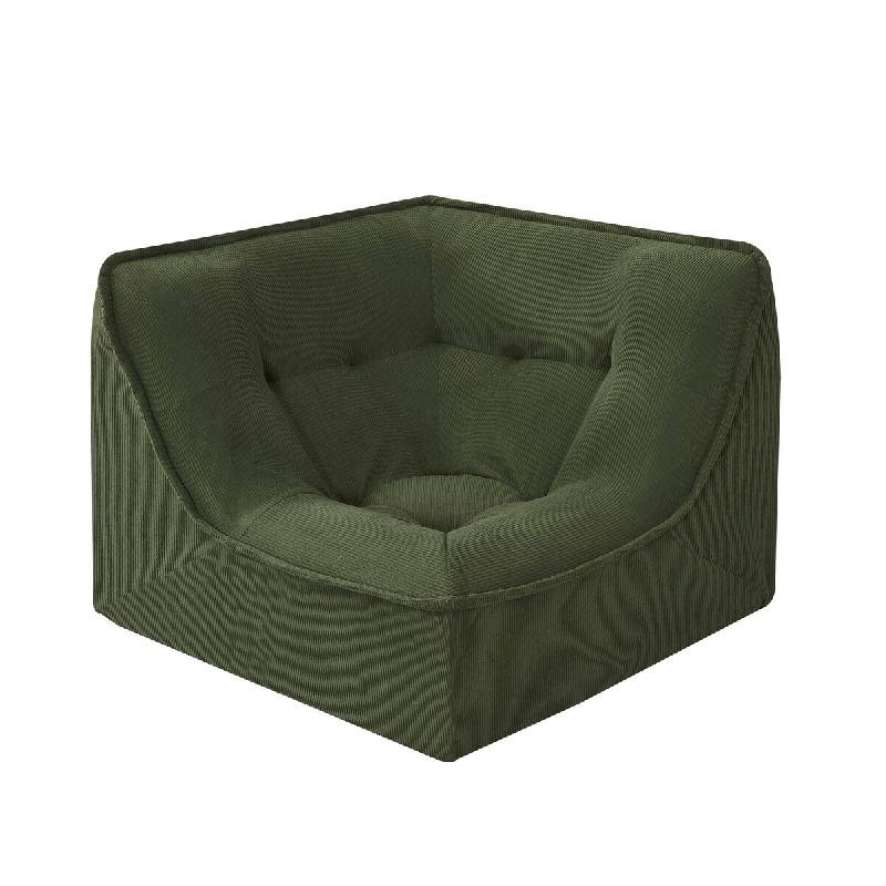 Oviala Business Fauteuil d'angle pour canapé modulable en velours 90 x 90 x 70 cm vert - vert polyester 115123_0