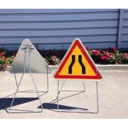 Panneau routier AK3 - chaussée rétrécie - acier galvanisé, stable et portable_0