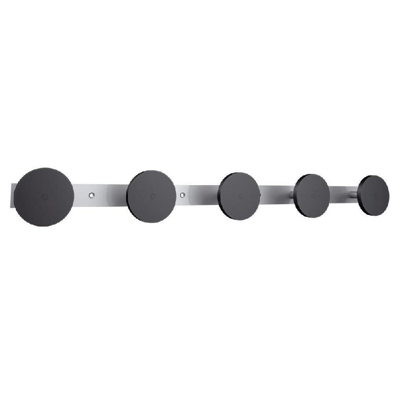 PATERE MURALE - 5 TETES - NOIR/METAL