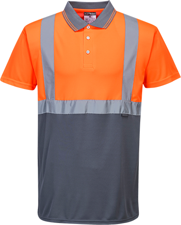 Polo bicolore orange gris s479, m_0