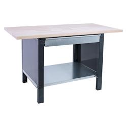 PROREGAL Etabli BUFFALO WOOD avec 1x Tiroir | HxLxP 86,5x150x75cm | Capacité de Charge 1000kg | Anthracite - noir métal PR_RS157-51_0