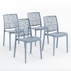 RATTATAN Set 4 Chaises en polypropylène avec fibre de verre empilables pour extérieur et jardin, bar et restaurant, cuisine design moderne - ANNA -_0