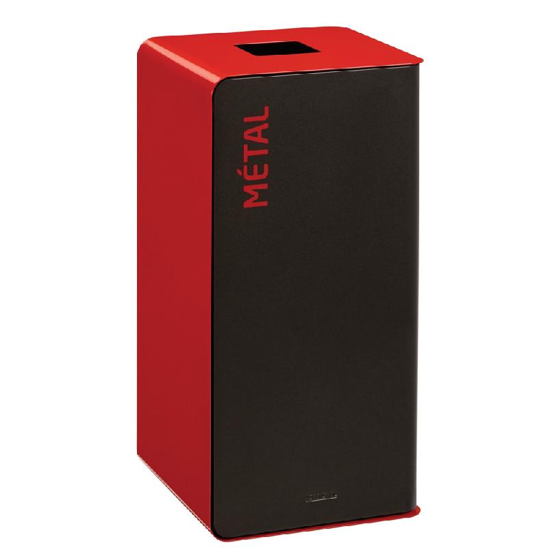 ROSSIGNOL Borne de tri selectif 40 L sans serrure - cubatri - tri metal - gris manganese / rouge signalisation_0