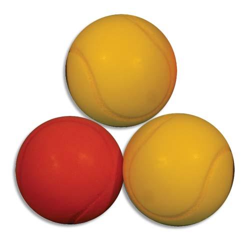 SACHET DE 3 BALLES DE TENNIS EN MOUSSE BASSE DENSITÉ, DIAMÈTRE 7 CM - LOT DE 7
