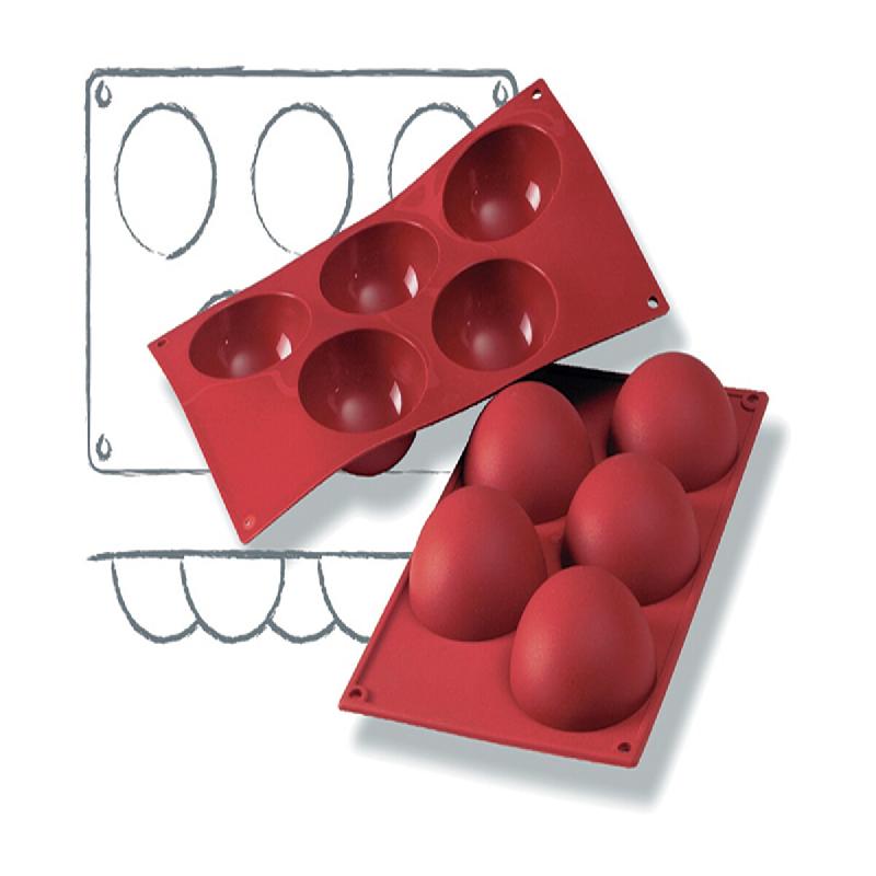 Schneider - Moule en silicone, demi-sphère, Ø 80 mm, hauteur : 40 mm - rouge silicone 115003_0