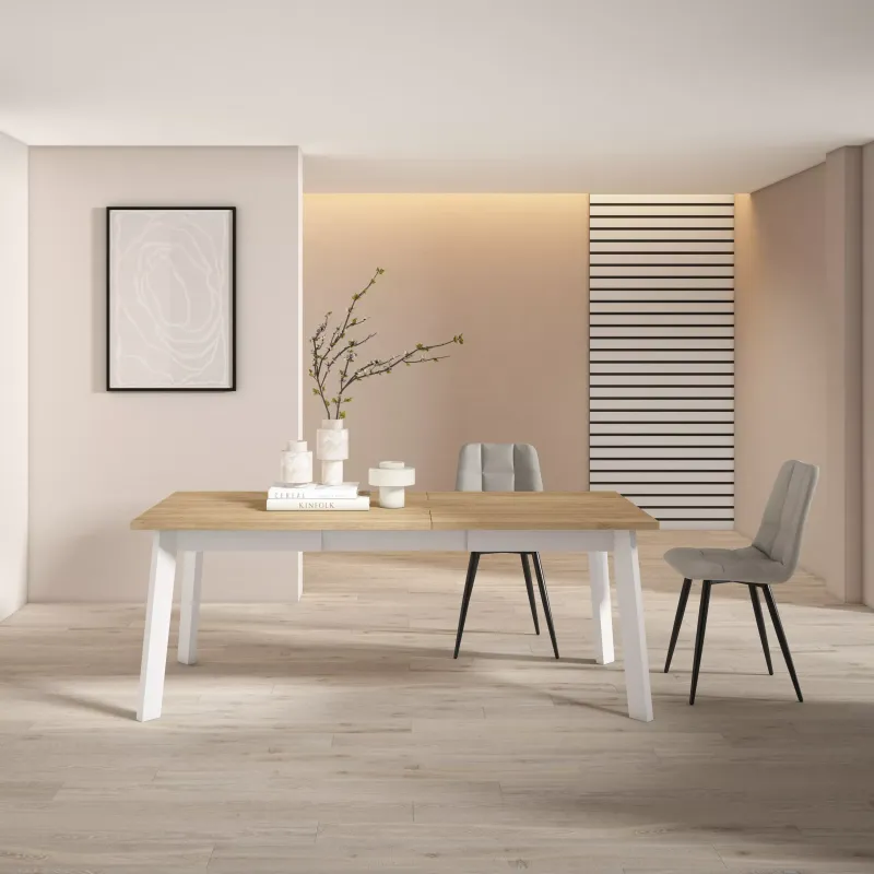 SKRAUT HOME - TABLE À MANGER, MEUBLE SALLE À MANGER, 194X90X74CM, POUR 10 PERSONNES, PIEDS EN BOIS, CHÊNE