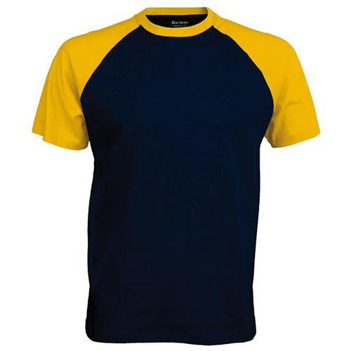 T-SHIRT BICOLORE TRADITIONAL MARINE JAUNE