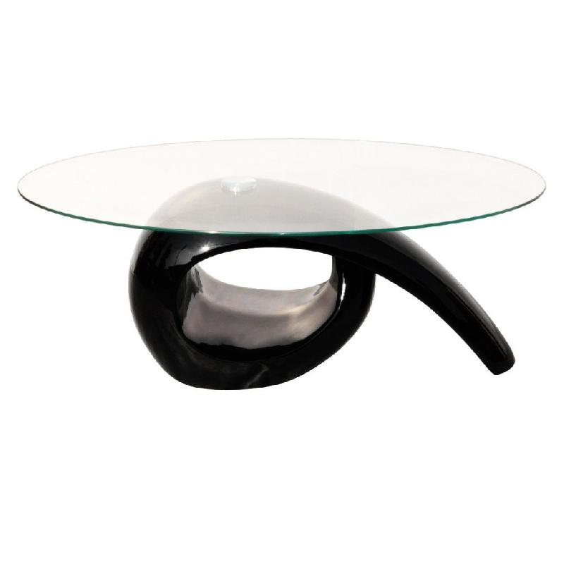 TABLE BASSE DE SALON SALLE À MANGER DESIGN NOIR VERRE 115 X 64 CM 0902017_0