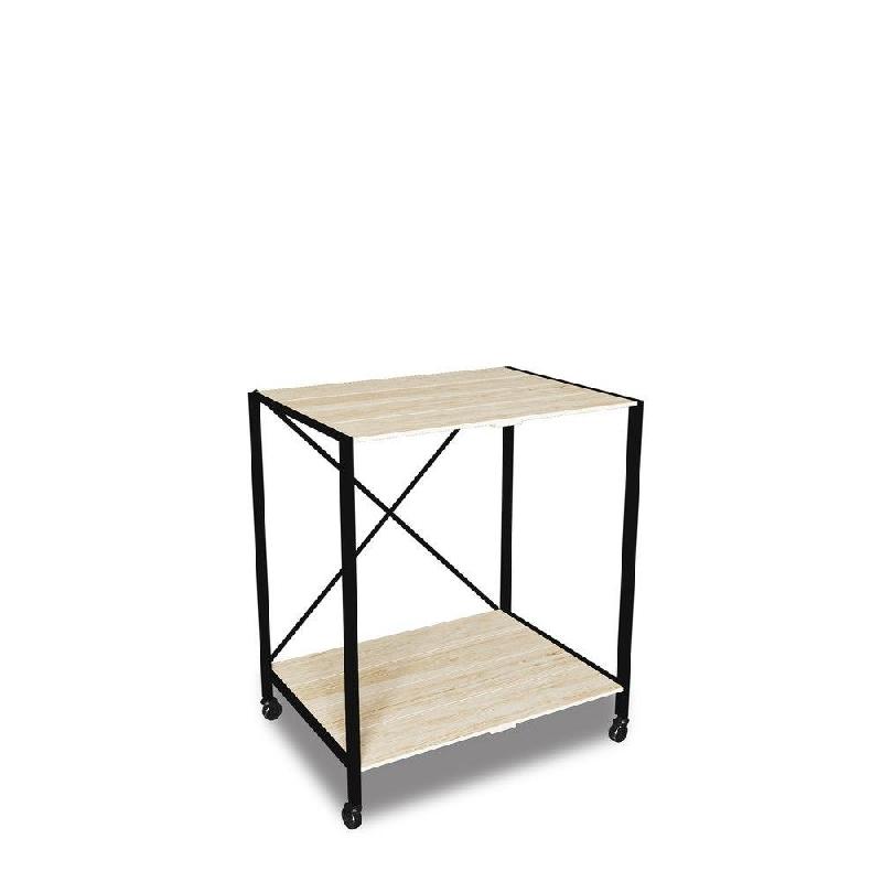 Table centrale L80xP59xH85cm Pin Naturel Noir mat - tube 20x20mm - bois & métal_0