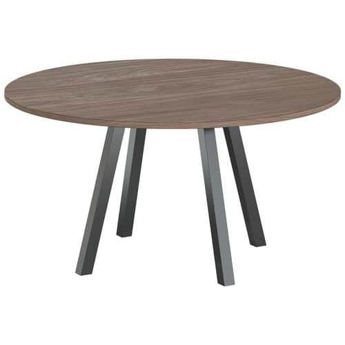 TABLE RÉUNION EVAN Ø 140 CM PIED NOIR PLATEAU NOYER - MBA