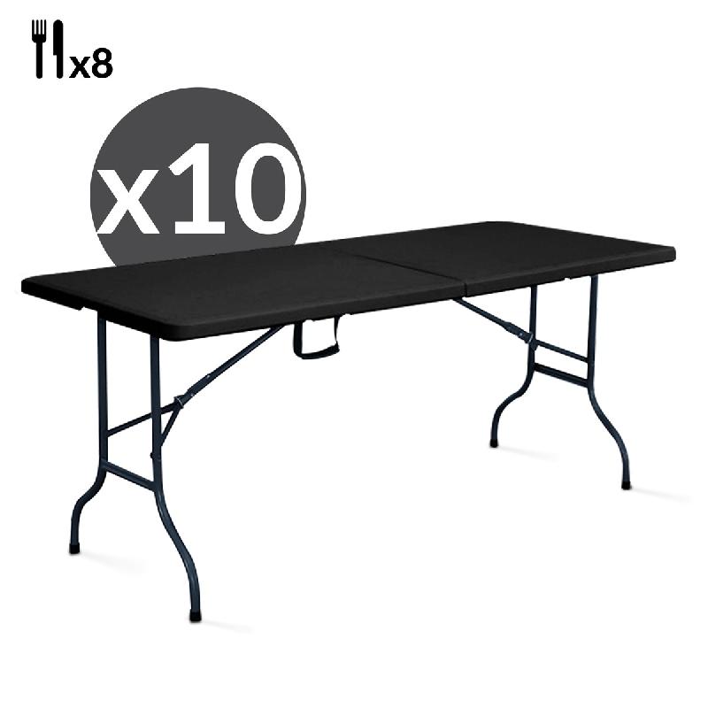 Tables pliantes noires 180cm - lot de 10_0
