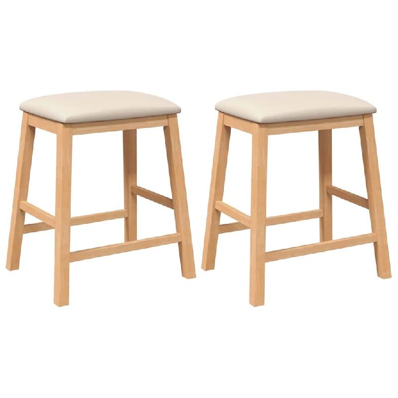 VidaXL chaises de bar avec coussins 2 pcs bois massif d'hévéa Modèle Apex Urbain - blanc 4102578_0