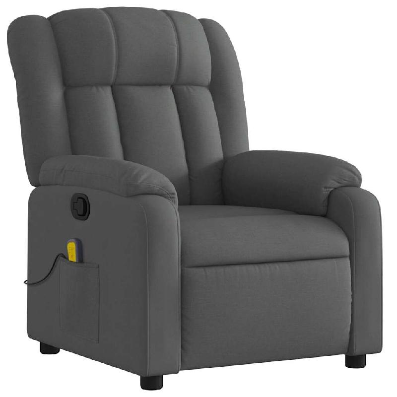 VidaXL Fauteuil de massage inclinable Gris foncé Tissu Modèle Ovessa - 8721012203402_0