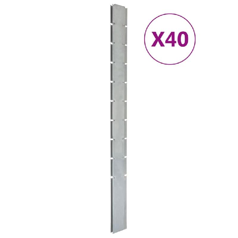 Vidaxl poteaux de clôture 40 pcs argenté 240 cm acier galvanisé 3196224_0