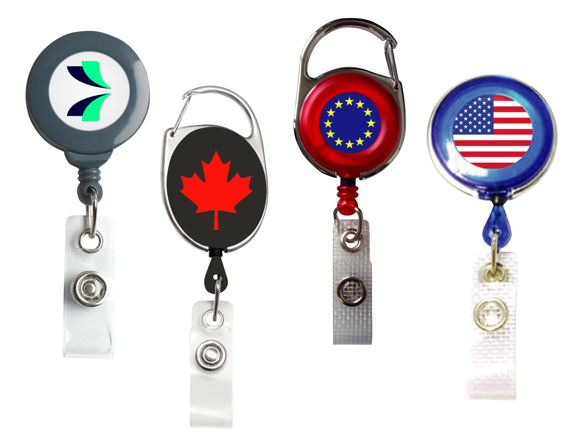 Zip enrouleur personnalisé - Dôme résine ou Sticker avec votre logo - Attache badges 30-35 mm_1