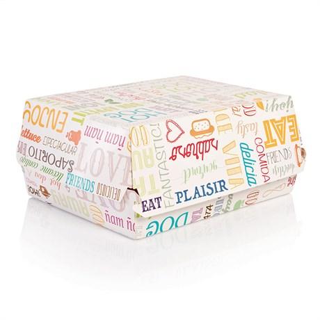 BOÎTE LUNCH BOX PAROLE 22.5X18X9 CM CARTON BLANC (VENDU PAR 300)