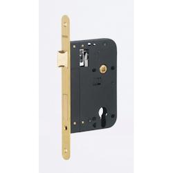 Boitier de serrure encastrable à cylindre pour porte d'entrée, axe 70mm, bouts ronds, laiton brossé - THIRARD - doré 3150260072068_0