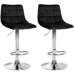 Décoshop26 - Lot de 2 tabourets de bar en velours noir base métal chromé réglable en hauteur et repose-pieds TDB10634 - noir 3002469532693_0