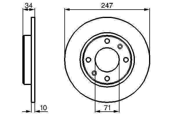 Disque de frein Bosch 0986478359 - boîte de 2 disques - arrière - disque plein - 4 trous - épaisseur 10 mm_0