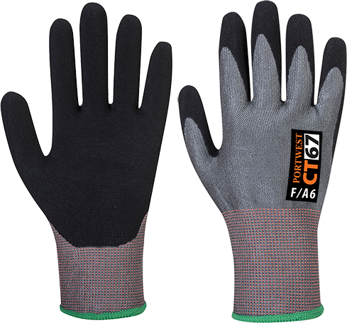Gants anti-coupures gris et noirs - Taille large - CT67G8RL - Protection niveau F sans fibres de verre et d'acier_0