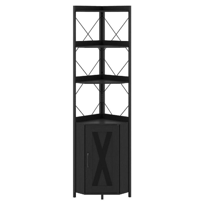 Helloshop26 - Armoire d'angle avec rangement et étagères ouvertes 38 x 38 x 180 cm structure solide 5 niveaux moderne en métal noir 20_0019359 - ve_0