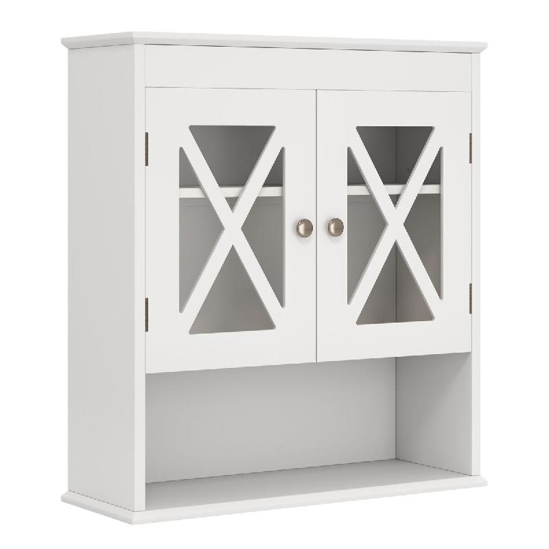 Helloshop26 - Armoire murale de salle de bain 54 x 20 x 60 cm avec étagère ajustable et accès facile en acrylique blanc 20_0010287 - blanc Bois man_0