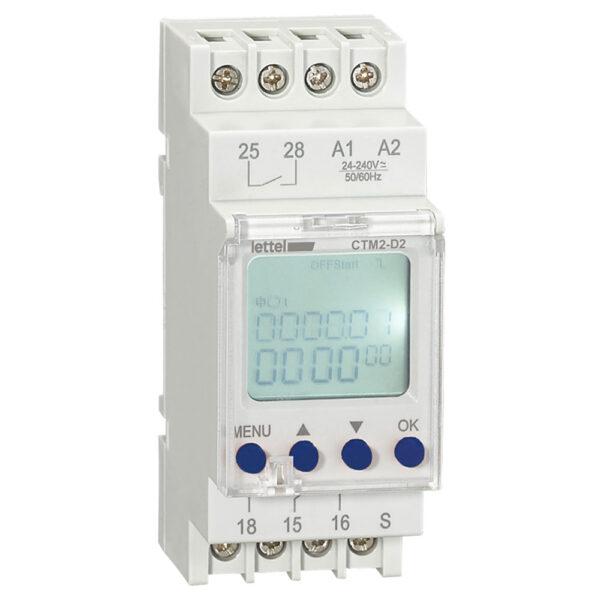Minuterie multifonctions digitale 2 canaux 24-230V. Montage rail-din 2 modules. - LETTEL - CTM2-D2_0