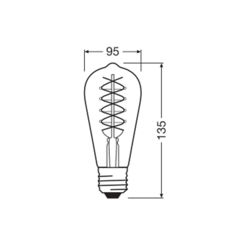 OSRAM LED VINTAGE 1906 EDISON, OR, E27, 4,8 W, 822, INTENSITÉ VARIABLE.